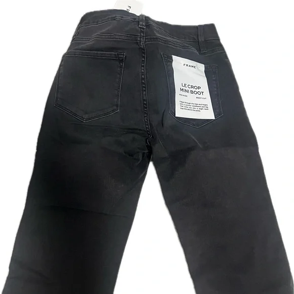 Frame NWT $225 Black Wash Le Crop Mini Boot Kerry sz 27 KRRY jeans - Picture 6 of 9